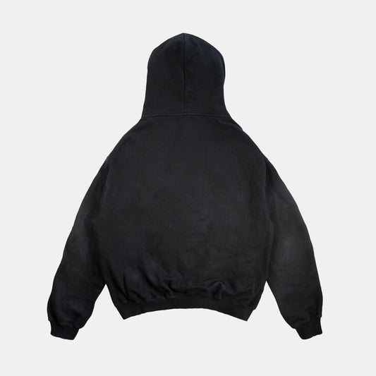 00 - Hoodie negro acid wash