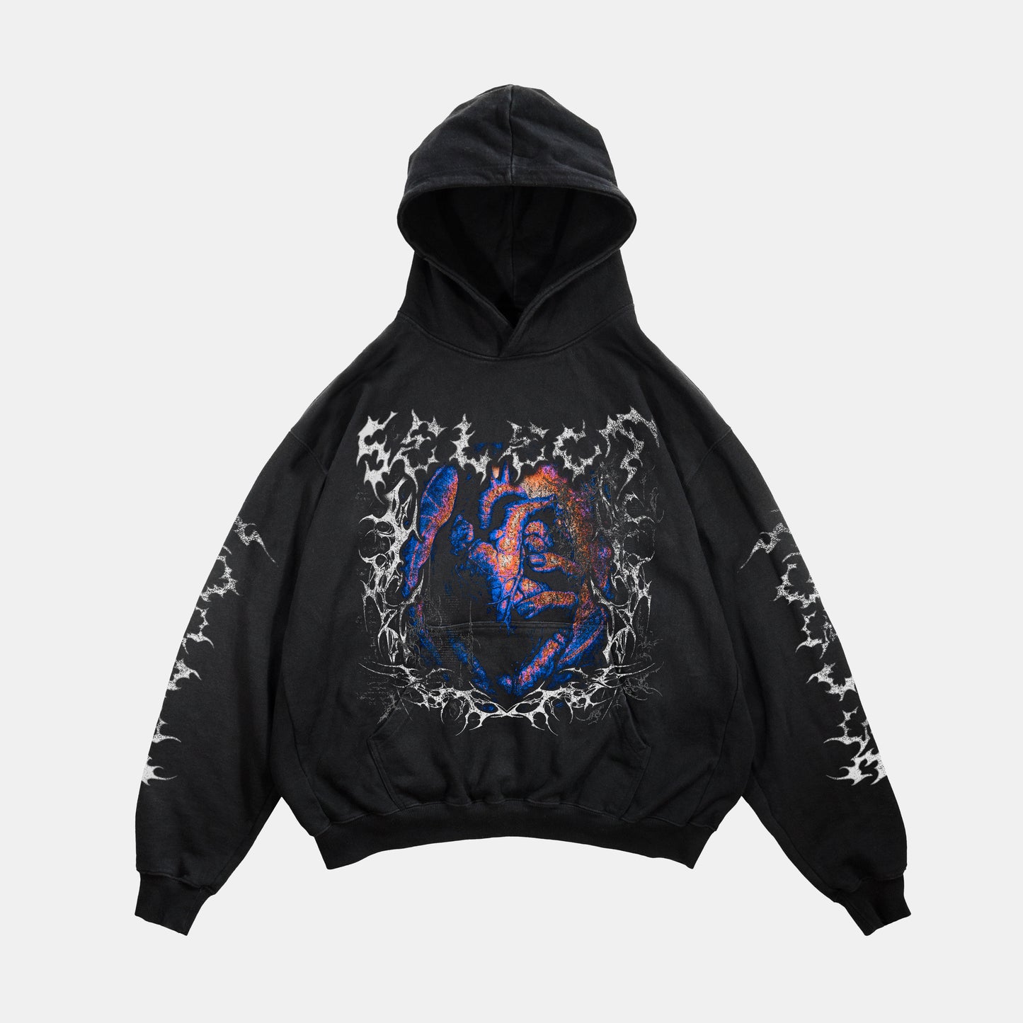 00 - Hoodie heart acid wash boxyfit