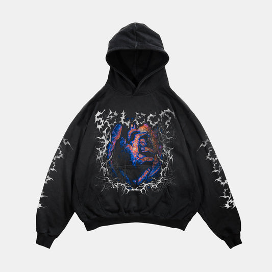 00 - Hoodie heart acid wash boxyfit