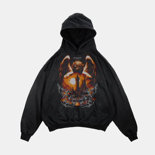 00- Hoodie Blessed acid wash